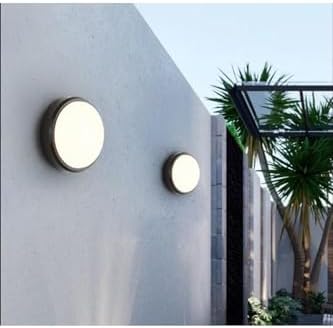 20W Yuvarlak Siyah LED Nemli Yer Armatürü – IP65 Su ve Toz Geçirmez, 6500K Beyaz Işık, 2000 Lümen, 22,2 cm x 7,6 cm, İç ve Dış Mekan Banyo Bahçe Balkon Tavan Duvar Aydınlatma Lambası