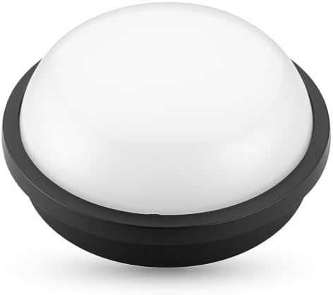 Alternative view of 20W Yuvarlak Siyah LED Nemli Yer Armatürü – IP65 Su ve Toz Geçirmez, 6500K Beyaz Işık, 2000 Lümen, 22,2 cm x 7,6 cm, İç ve Dış Mekan Banyo Bahçe Balkon Tavan Duvar Aydınlatma Lambası