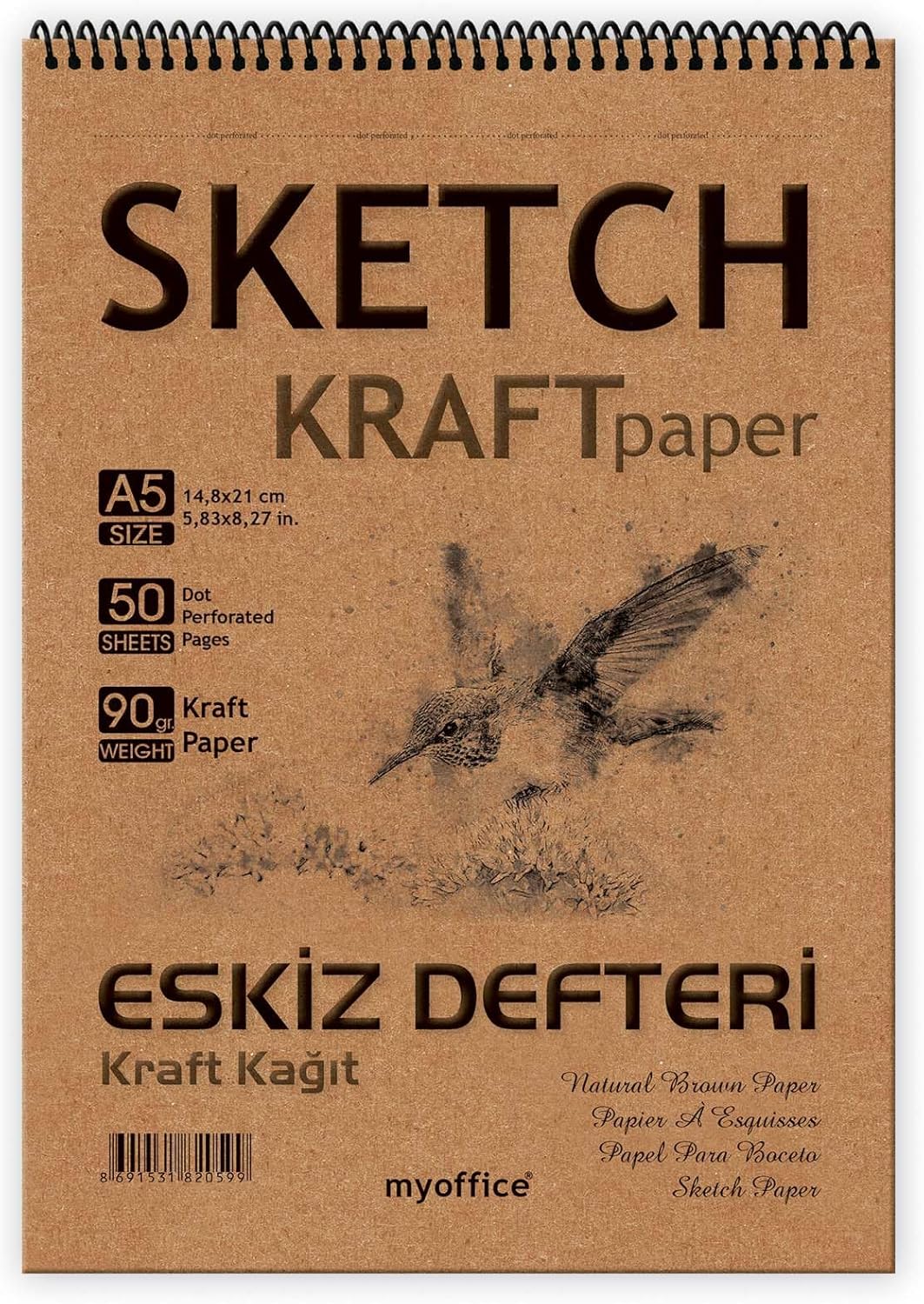Alternative view of ETİKA Kağıt A5 Eskiz Defteri 90 gr. Spiralli 50 Yaprak