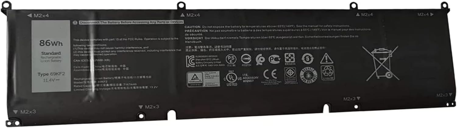 XPS 15 9500 Precision 5550 Alienware M15 R3 R4 M17 R3 R4 Serisi 8FCTC 08FCTC 70N2F 070N2F 86Wh 6Cell için 69KF2 Dizüstü Bilgisayar Bataryası