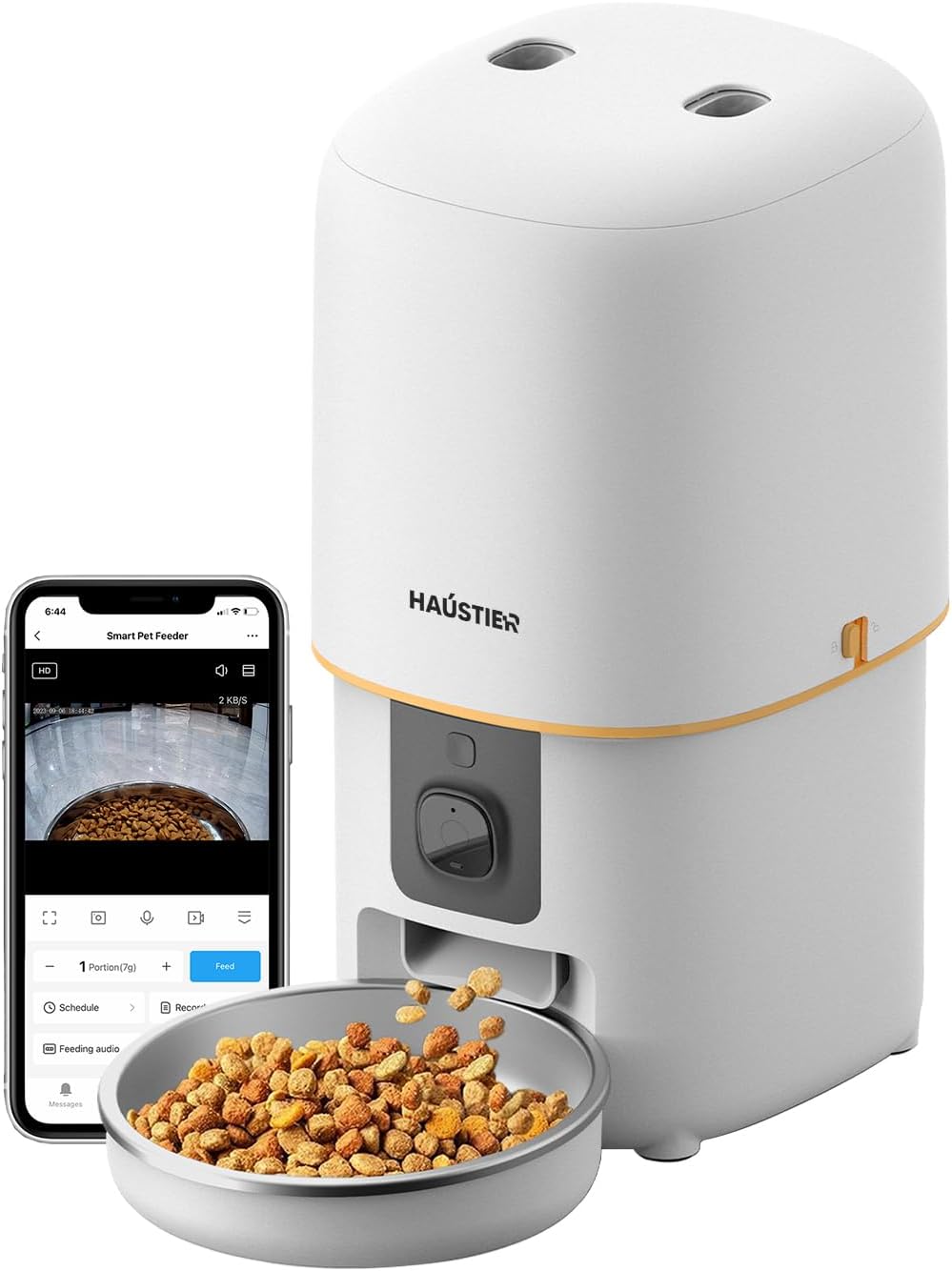 Alternative view of Haustier PF05 Kameralı 1080P FHD Gece Görüş Akıllı Otomatik Kedi Mama Kabı, App-Wifi Uzaktan Kontrol, Sesle Çağırma, 2.4Ghz-5Ghz, 4Lt hazne, Metal Kase (Beyaz)