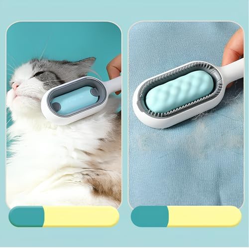 Alternative view of Su Hazneli Kedi Tüy Temizleme Fırçası Tarağı + 60 Yaprak Tüy Toplayıcı Rulo Hediye (Mavi)