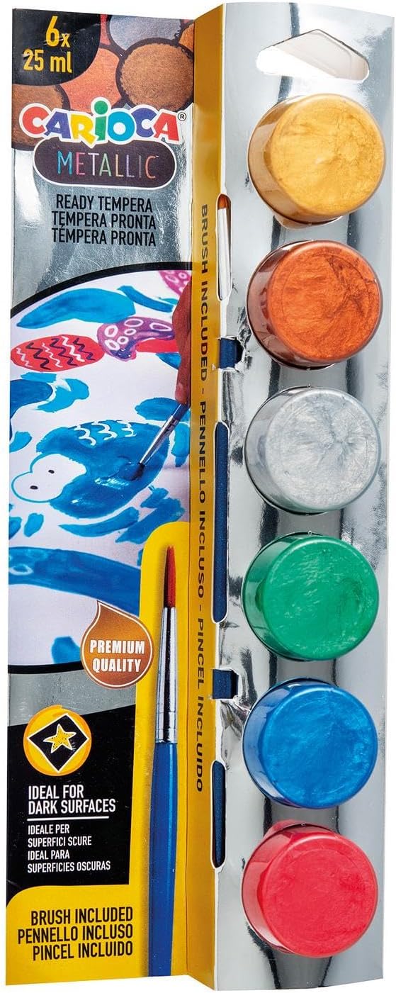 Metalik Tempera Süper Yıkanabilir Fırçali 6 * 25 Ml 6 Renk Karışık