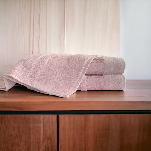 %100 Bambu Havlu Takımı Vücut Havlusu 90x145 cm, Baş Havlusu 50x85 cm, Ekstra Yumuşaklık (Pembe)