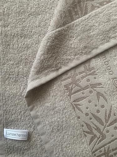 %100 Bambu Havlu Takımı Vücut Havlusu 90x145 cm, Baş Havlusu 50x85 cm, Ekstra Yumuşaklık (Kahverengi)