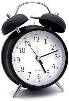 16cm Büyük Boy Akar Saniyeli Alarm Çalar Saat - Nostaljik Masa Saati Siyah