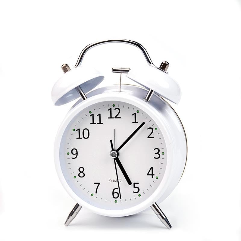 16cm Büyük Boy Akar Saniyeli Alarm Çalar Saat - Nostaljik Masa Saati Beyaz