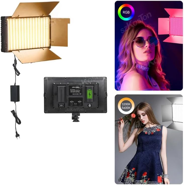 Alternative view of 800 LED Çift Modlu Bataryalı ve Fişli Fotoğraf Stüdyosu Işığı - Aydınlatma, Görsel Fotoğraflama, Kamera, Youtuber, Twitch Yayıncı Işığı (LED U800 Beyaz Işık)