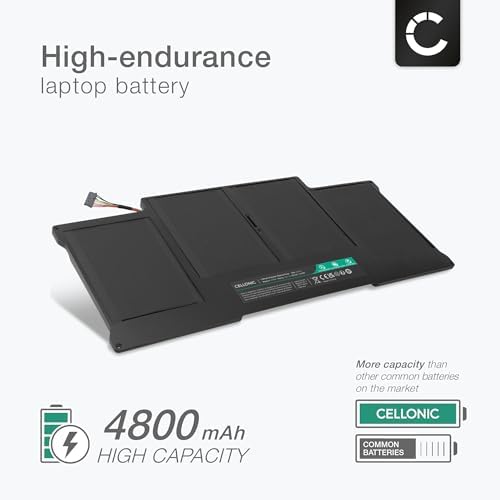 CELLONIC 1 x MacBook Dizüstü Bilgisayar Pil, MacBook Air 13 - A1466 - Mid-2017, MacBook Air 13-A1466 - Mid-2012, A1369-(4800mAh, 7.4V) ile uyumludur
