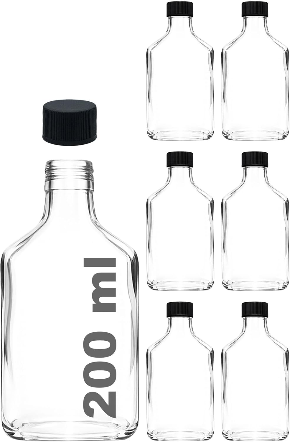 Alternative view of 200 cc Kapaklı Cold Şişesi 200 ml Yassı Soğuk Kahve Cam Şişe 6 Adet (Siyah (Plastik))