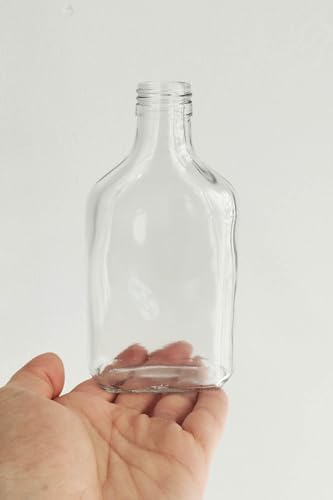 200 ml Yassı Şeffaf Cold Şişesi Kapaklı 200 cc Soğuk Kahve Cam Şişe 6 Adet (6, Gümüş (Metal) Silver)