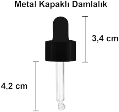 Alternative view of 10 ml Metal Kapaklı Damlalık Dropper Şişesi Serum 10 cc Cam Şişe 6 Adet (Siyah Kapak, /Kahverengi)