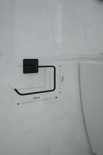 Banyo Yapışkanlı Aksesuar Seti Havluluk T.Kağıtlık ve Peçetelik Kare Siyah 5 li Set