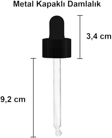 Alternative view of 100 ml Metal Kapaklı Damlalık Dropper Şişesi Serum 100 cc Cam Şişe 6 Adet (Siyah Kapak, /Kahverengi)