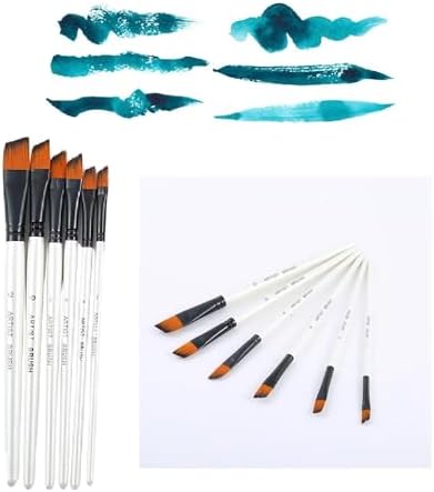 Alternative view of Resim Fırça Seti Yan Kesik Uçlu Akrilik Yağlıboya Beyaz 6 Parça Fırça Seti