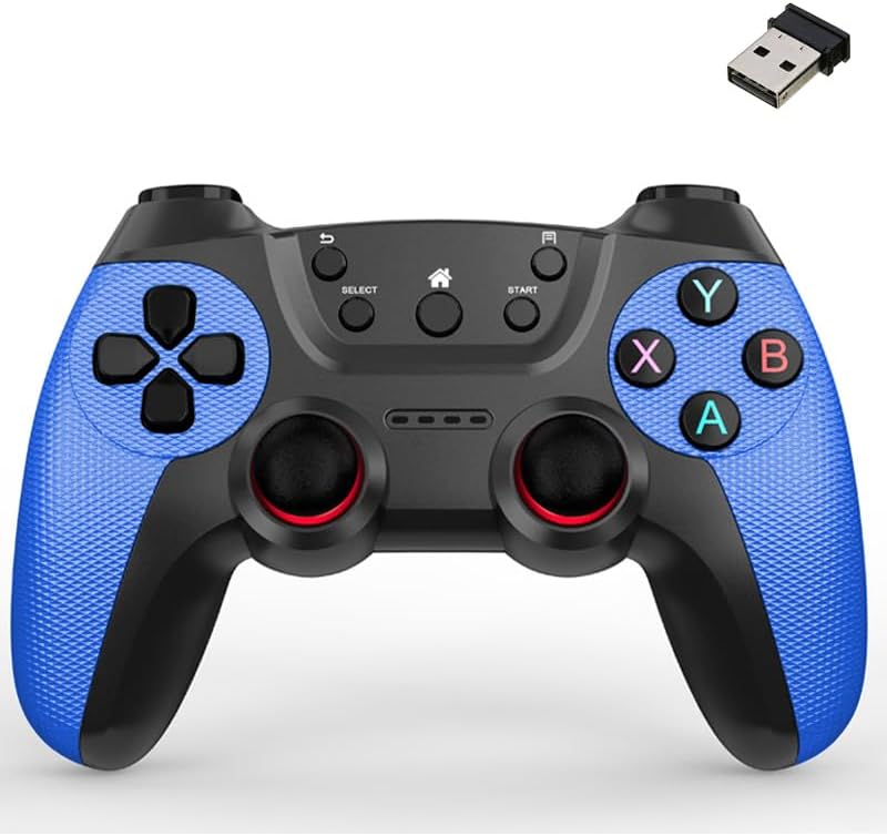 2.4G Kablosuz Gamepad PC Uyumlu Pilli Joystick Oyun Kolu Kişiselleştirilmiş Düğme, Hassas Trigger Kaymaz Tasarım G2.4G (Koyu Mavi)