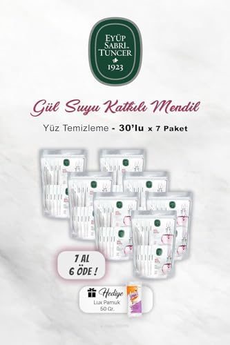 7 AL 6 ÖDE Gül Suyu Yüz Temizleme Mendili 30'lu, Pamuk Hediyeli