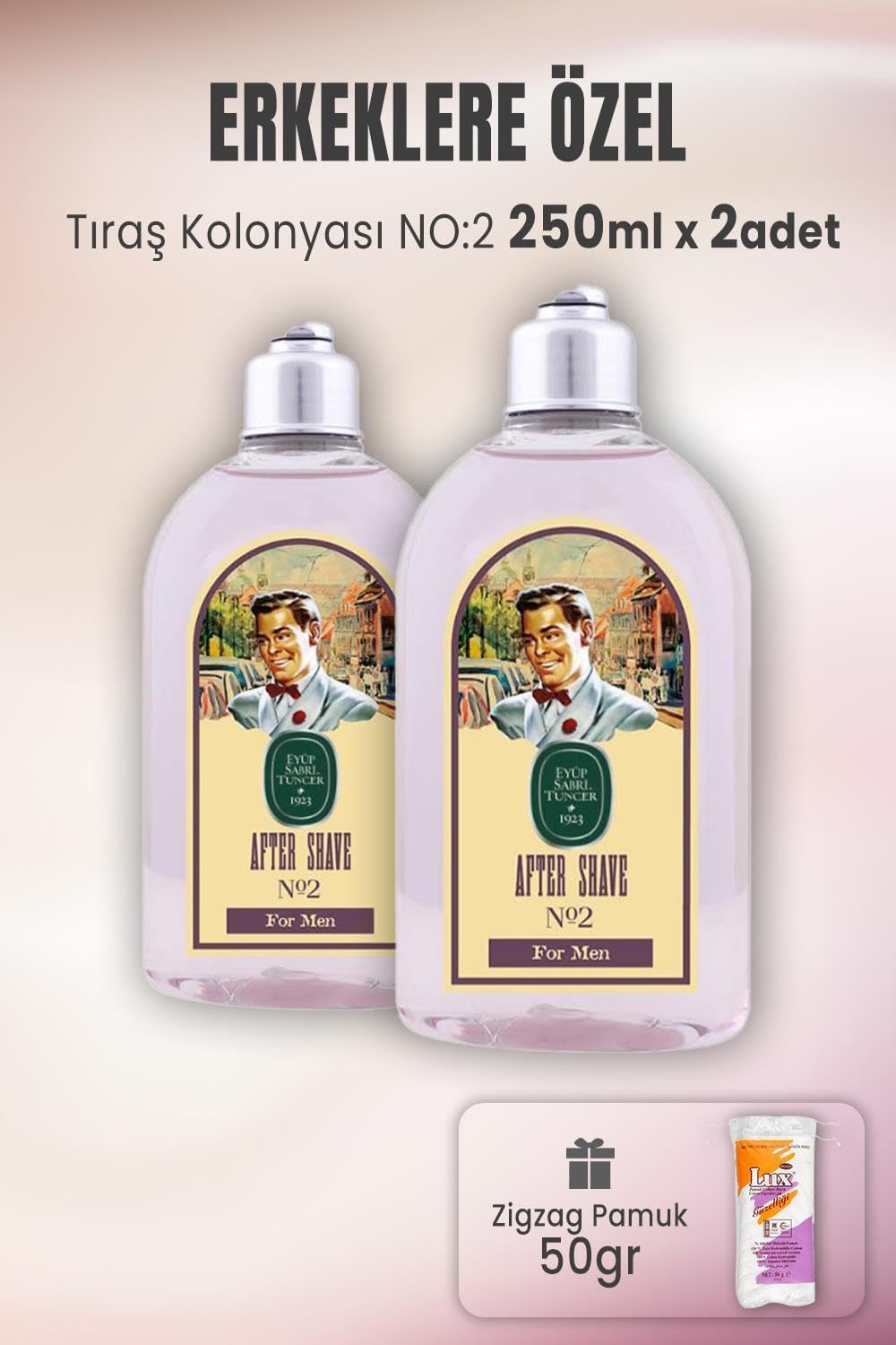 Tıraş Kolonyası No 2 x 2 Adet ve Zigzag Pamuk 50 gr