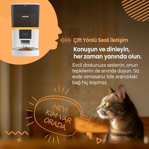 Alternative view of Haustier QQ009 Gece Görüşlü 1080P FHD kameralı, Akıllı Kedi Köpek Otomatik Mama Kabı, App-Wifi Uzaktan Kontrol, Sesle Çağırma, 2.4Ghz-5Ghz, 6Lt hazne, Metal Kase (Beyaz)