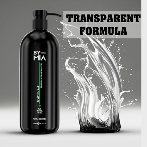 BY MIA Traş Jeli 750ml | Aloe, Mentol ve Çay Ağacı Yağı ile Zenginleştirilmiş | Hassas Tıraş İçin Maksimum Kayganlaştırır ve Nemlendirir