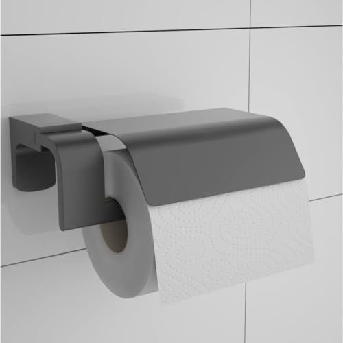 Alternative view of Banyo F1 Model Kapaklı Tuvalet Kağıtlığı - Pütürlü Mat Siyah Paslanmaz Çelik Duvara Monte Tuvalet Kağıdı Askısı (5 Yıl Garantili)