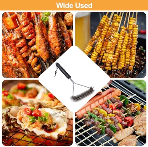LOBVABA Mangal fırçası, ızgara temizleme fırçası, paslanmaz çelik, ekstra uzun mangal temizleme fırçası, gazlı ızgara için barbekü ızgara temizleme fırçası, ısı yalıtımı, tel fırça, ızgara için mangal