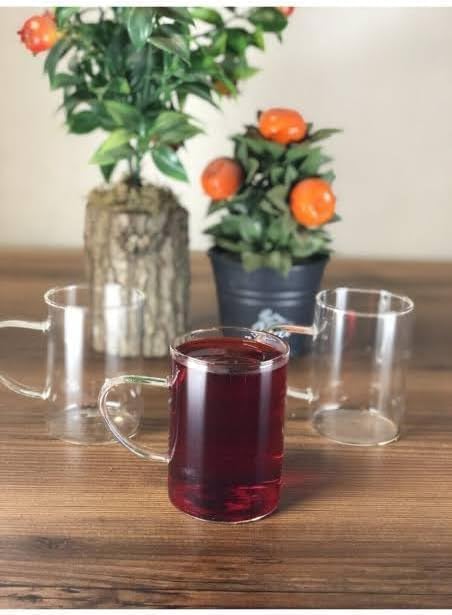 6'lı Borosilikat Cam Kupa – Dayanıklı Termisil Çay ve Kahve Bardağı Seti, Şeffaf Cam Kupa, Soğuk İçecekler İçin Dayanıklı Bardak Takımı (6 Adet)