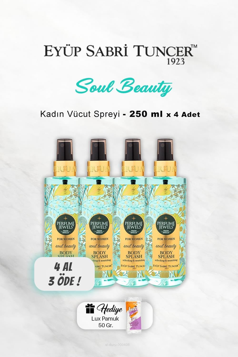 4 AL 3 ÖDE Vücut Spreyi Soul Beauty 250 ml, Pamuk Hediyeli