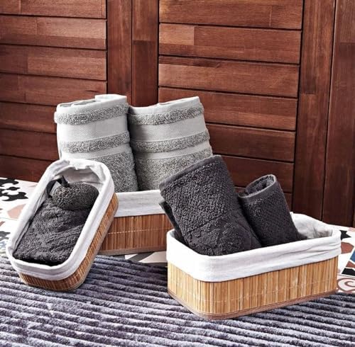 3'lü Çok Amaçlı Bambu Organizer Seti, Çok Boyutlu Mutfak Banyo Ev Sepetleri, Büyük, Orta, Küçük Boy