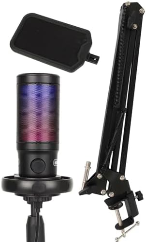 V6 RGB Set USB Oyuncu ve Yayıncı Mikrofonu Condenser Stüdyo (Kayıt Gaming Tiktok Twitch Canlı yayın Discord Youtube)