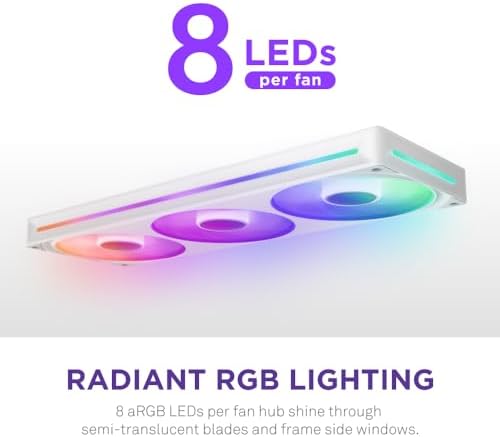 Alternative view of NZXT F360 RGB Core – 360 mm tekli çerçeve fan ünitesi 3 x 120 mm RGB fanlı – devir sayısı ve aydınlatma kontrolü – yüksek statik basınç ve hava akımı – fan başına 8 aRGB LED – beyaz