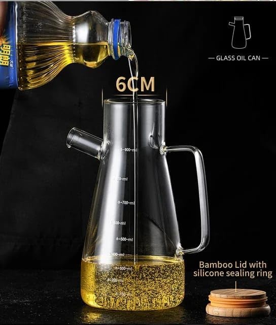 Alternative view of 900 Ml 2 Adet Borosilikat Cam Yağdanlık,Termisil Dayanıklı Yağlık Ve Sirkelik,Zeytin Yağı,Limon Suyu Ve Sirke İçin Yağ Şişesi (2 Adet)