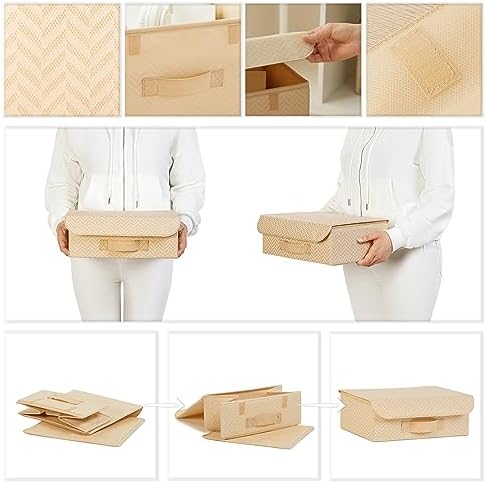2'li Bej Kapaklı Kutu Set 30 x 23 x 11 cm