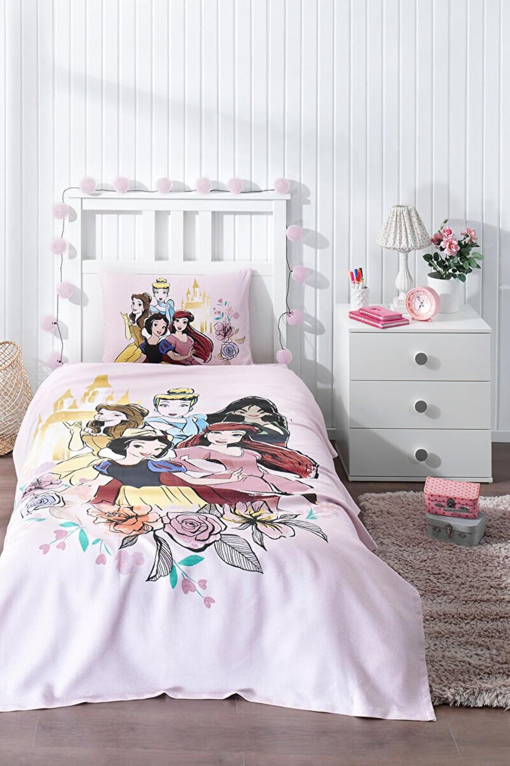ÖZDİLEK Rose Tek Kişilik Lisanslı Lastikli Fitted Çarşaf Çocuk Pike Takımı