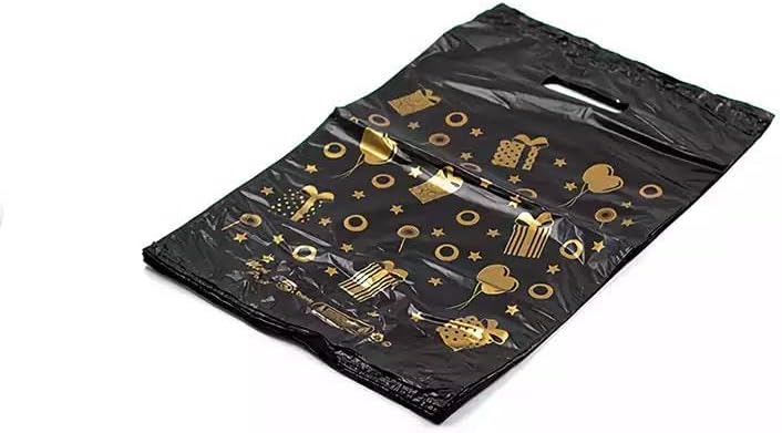 Baskılı Mini Blok Poşet Torba - No: 3-30x50 Cm. - Siyah - 100 Adetlik 3 Paket