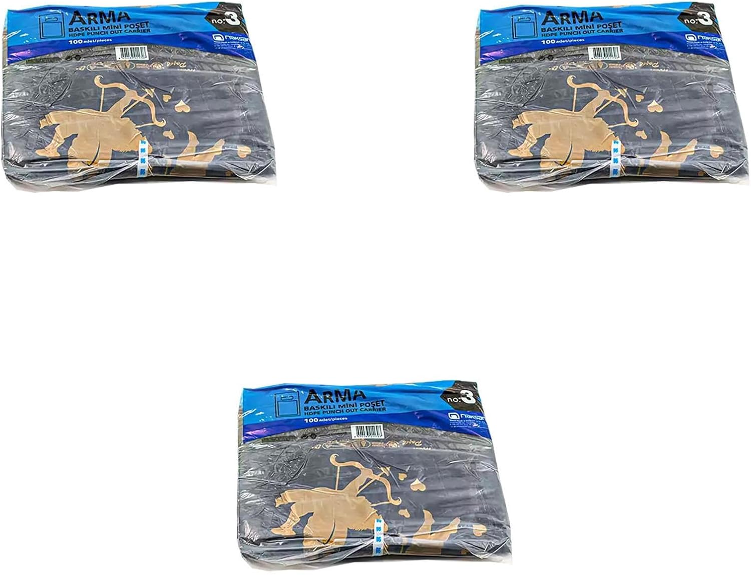 Alternative view of Baskılı Mini Blok Poşet Torba - No: 3-30x50 Cm. - Siyah - 100 Adetlik 3 Paket