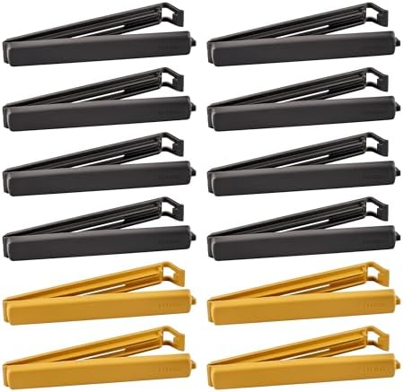 Alternative view of Bevara büyük plastik kilit mandalları, 14 cm uzunluğunda, gri ve sarı, 12 klipsli set