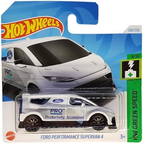 - Performance Supervan 4 - HW Green Speed 9/10 - HRY90 - Short Card - Kleintransporter - Beyaz - Mattel 2024-1:64