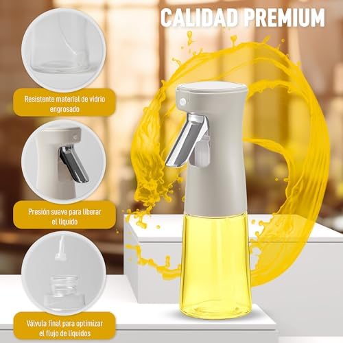 Püskürtme yağ spreyi mutfak için Cam yağ dağıtıcısı, 240 ml, yağ püskürtücüsü ince sis spreyi, sprey difüzör, sprey difüzör, yağ ve sirke