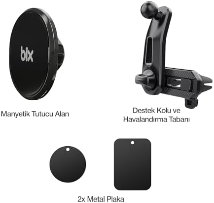 Alternative view of Bix BXCH6 Çift Havalandırma Klipsli ve Destek Kollu 360° Derece Ayarlanabilir Araç Telefon Tutucu