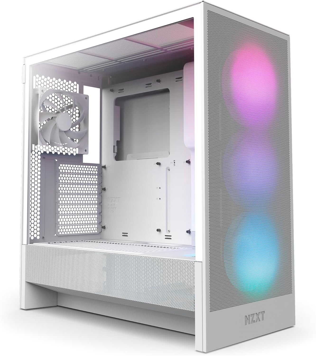 Alternative view of NZXT H5 RGB 2024 - Kompakt ATX Mid-Tower PC Oyun Kasası - Yüksek Hava Akışı - F360 RGB Çekirdek (CV) Dahil - 360mm Ön ve 240mm Üst Radyatör Desteği - Kablo Yönetimi - Temperli Cam - Beyaz