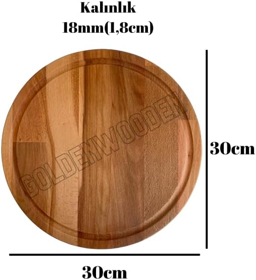 Yuvarlak Doğal Ahşap Sunum Tabağı Ahşap Sunumluk(KAYIN/GÜRGEN)(ÇAP:30cm)