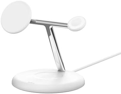 Alternative view of 3'ü 1 Arada Manyetik MagSafe Uyumlu Qi2 15W Kablosuz Şarj Standı, 16, 15, 14 ve 13 Serisi, AirPods, vb. için Hızlı Şarj Özellikli Şarj Cihazı (PSU dahil) - Beyaz