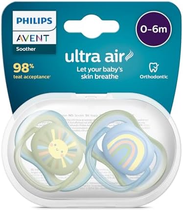 Alternative view of Avent Ultra Air Emzik, Erkek Bebekler için 0-6 Ay, 2’li Paket, Ortodontik Silikon, Geniş Hava Delikli, Mikrodalga Sterilize Edilebilir, BPA İçermez, Taşıma Kutulu, SCF085/58