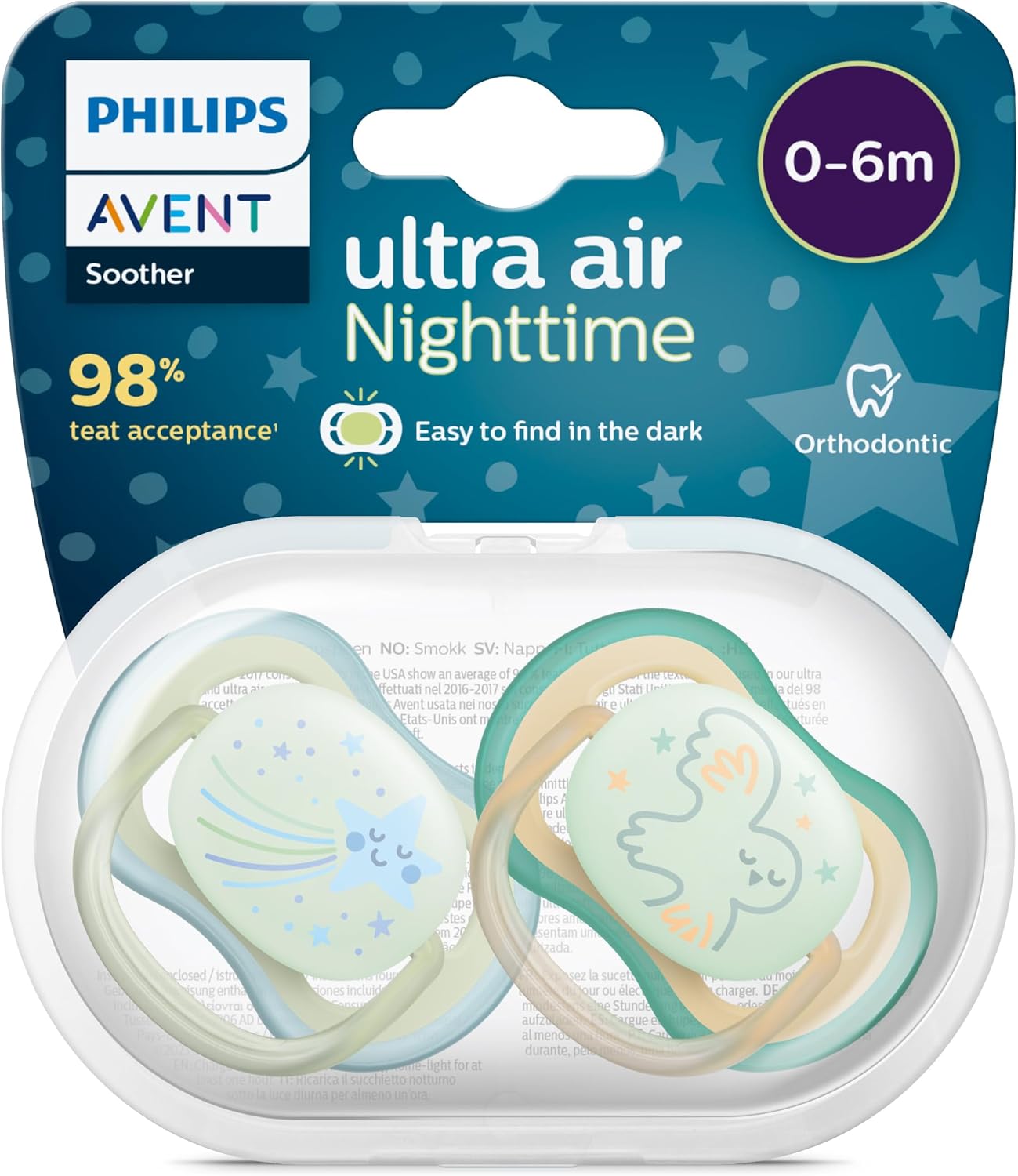 Alternative view of Avent Ultra Air Gece Emziği 0-6 Ay, 2'li Paket, Erkek