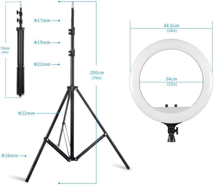 Alternative view of Youtuber Selfie LED Işıklı HQ-18 Halka 18 inch Selfie/Yayıncı/Makyaj Işığı 210 cm 3 Telefon Tutuculu Kumandalı 3 Farklı Ayarlanabilir Işık Çift Usb Girişli