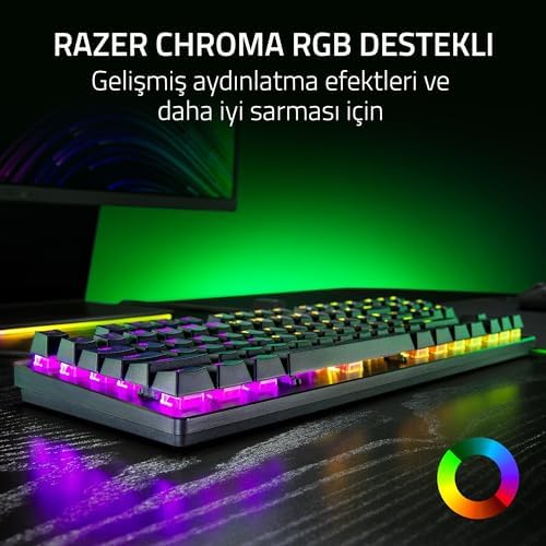 Huntsman V3 X Tenkeyless (Mor Anahtar) - Espor için Optik Klavye - Sayısal Tuş Takımı Tasarımı Yok - Programlanabilir Tuşlar - RGB Teknolojili - QWERTY TR-Düzen | Siyah