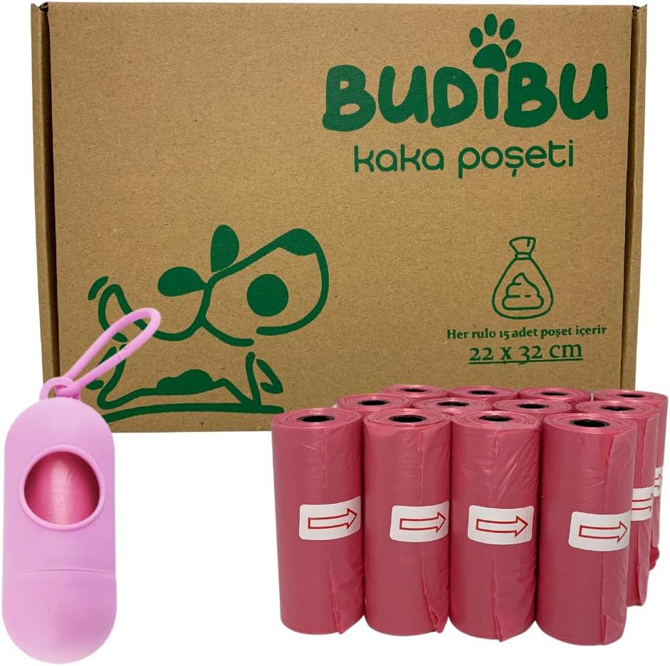 Alternative view of Kedi Köpek Kaka Poşeti Evcil Hayvan Dışkı Kaka Torbası Taşıma Kapsülü ve 12 Rulo (180 Poşet) (Pembe)