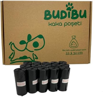 Kedi Köpek Kaka Poşeti Evcil Hayvan Dışkı Kaka Torbası 15 Rulo (225 Poşet) (Siyah)
