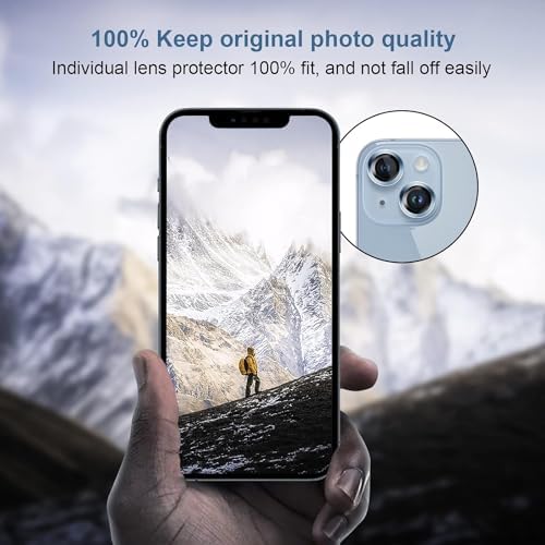 15 ve 15 Plus için Kamera Lens Koruyucu Ultra İnce Yüksek Kaliteli Cam 2 Adet Mavi (Sierra Blue)